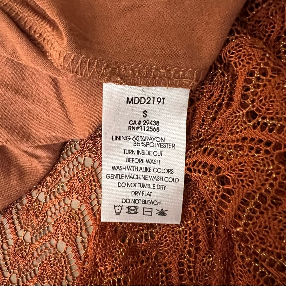 Miss Me Rust Orange Metallic Swing Dress - Picture 9 of 10